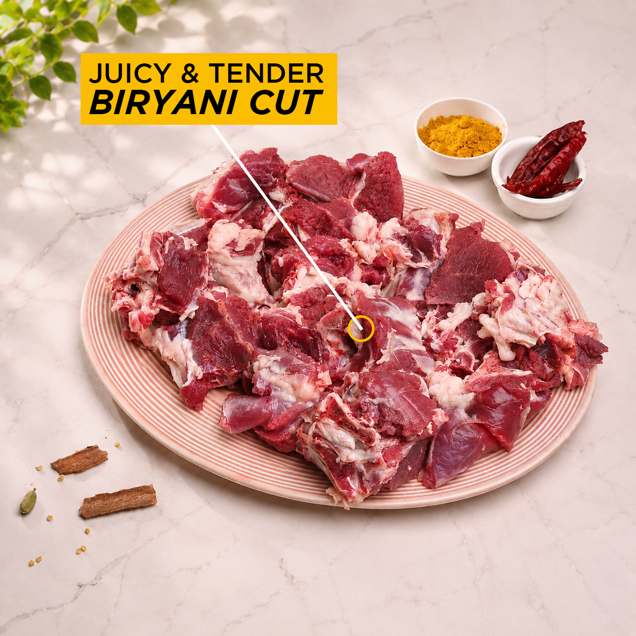 Fresh Mutton Biryani Cut –  Meat for Hyderabadi & Dum Biryani | 450 gm