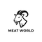 Logo of 'Meat World' with a stylized ram's head on a white background